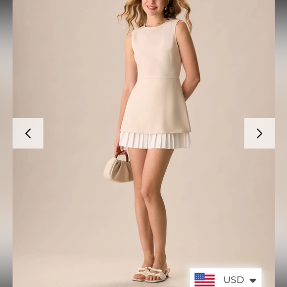 Rihoas Apricot Splicing Pleated Mini Dress Size Large - Picture 3 of 11